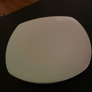 Set of 3 Roscher Square with gold trim dinner plates